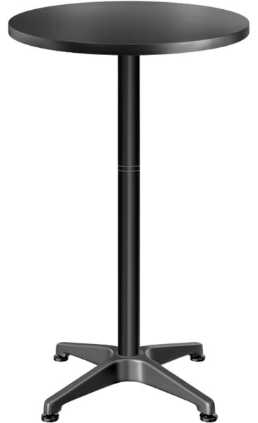 Výškovo nastaviteľný hliníkový barový stôl NERO, Ø60cm, čierna Casaria