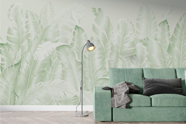 Tapety Trendy pastelové tropické zelené listy, Fototapety s lesom, Fototapety tropické, w01481v2 : Uwalls.sk