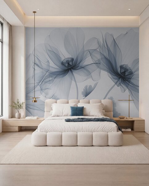 Tapety Kvety v atramentovej modrej, Fototapety s kvetmi, Fototapety veľké kvety, w01482v1 : Uwalls.sk