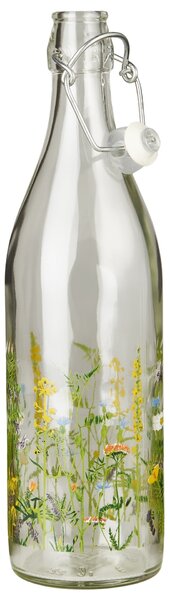 Sklenená fľaša s klipom Summer Field 1,1 l