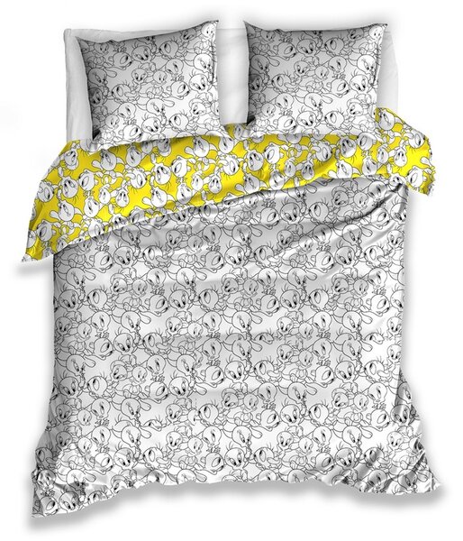 Tiptrade Saténové obliečky Tweety, 220 x 200 cm, 2 ks 70 x 90 cm