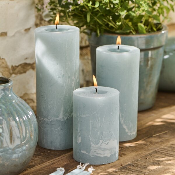 Sviečka Rustic Dusty Blue 10 cm