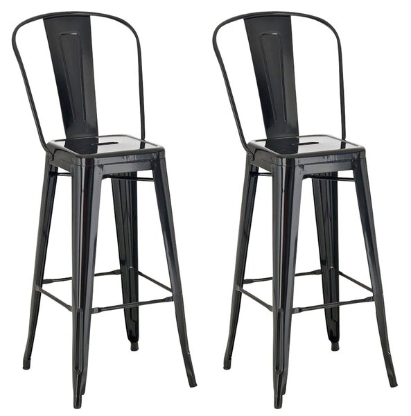 Kovová barová stolička v industriálnom štýle Aiden (SET 2 ks) - Čierna