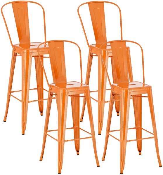Kovová barová stolička v industriálnom štýle Aiden (SET 4 ks) - Oranžová