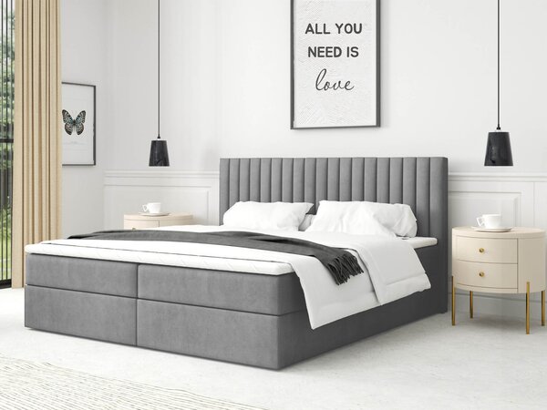 Čalúnená boxspring posteľ Lamella - sivá Rozmer: 140x200