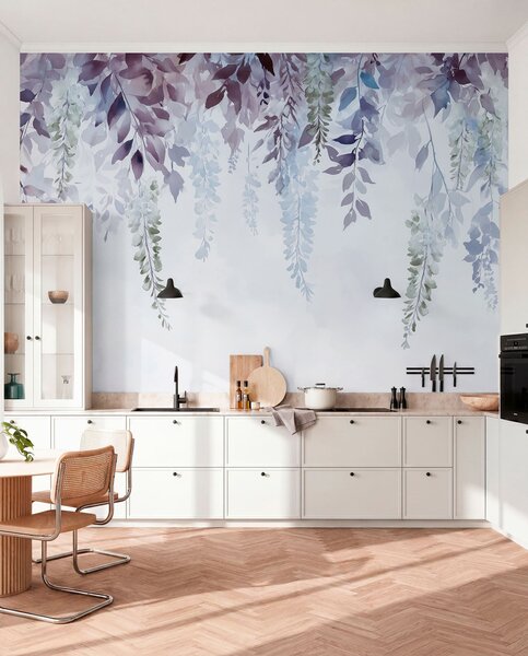 Tapety Kvetinový ornament vistárie, kvetinový, akvarel, modré a fialové farby, Fototapety s kvetmi, w01545v1 : Uwalls.sk