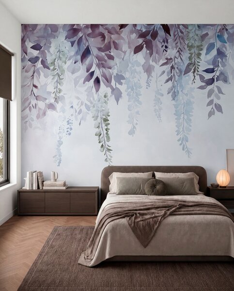 Tapety Kvetinový ornament vistárie, kvetinový, akvarel, modré a fialové farby, Fototapety s kvetmi, w01545v1 : Uwalls.sk