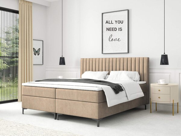 Čalúnená boxspring posteľ Modena - béžová Rozmer: 160x200