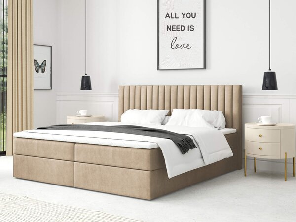 Čalúnená boxspring posteľ Lamella - béžová Rozmer: 160x200
