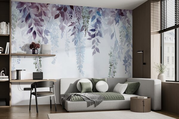 Tapety Kvetinový ornament vistárie, kvetinový, akvarel, modré a fialové farby, Fototapety s kvetmi, w01545v1 : Uwalls.sk