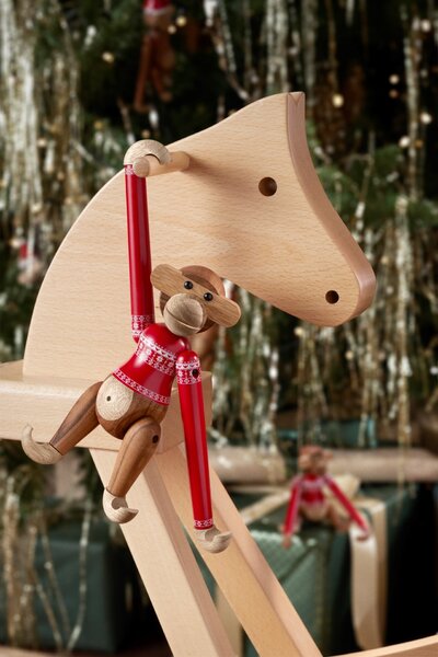Drevená opička Monkey Christmas Jumper 2024 Small