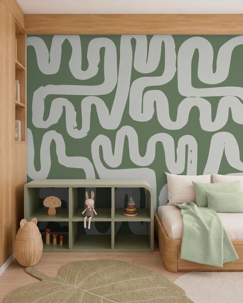 Tapety Kľukaté línie v machovom tóne, Fototapety abstraktné, w01686v3 : Uwalls.sk