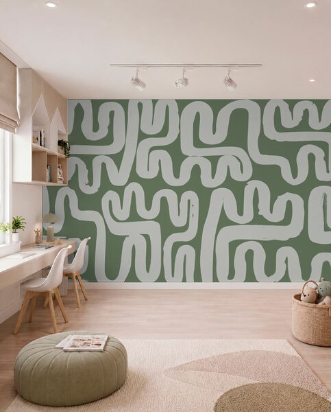 Tapety Kľukaté línie v machovom tóne, Fototapety abstraktné, w01686v3 : Uwalls.sk