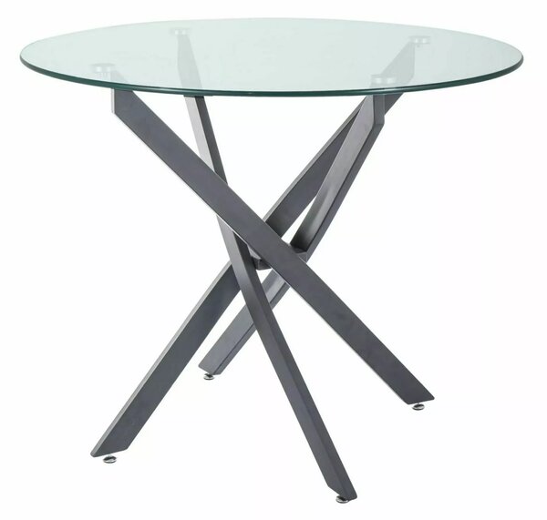 Signal AGIS jedálenský stôl, pr. 90cm, sklo transparentné/kov čierny - NA SKLADE!