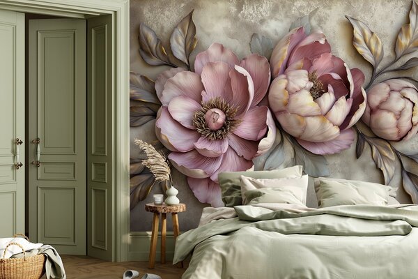 Tapety Pivonky a tajomstvo, 3D fototapety, Fototapety 3d kvety, w01825 : Uwalls.sk