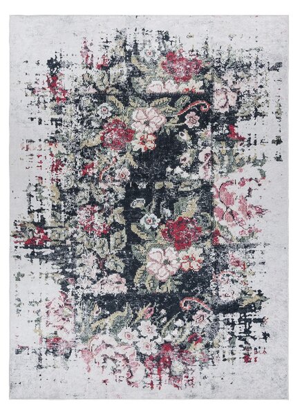 Dywany Łuszczów , Kusový koberec ANDRE Flowers 1816D, 160x220, čiernobiela, chodba / predsieň
