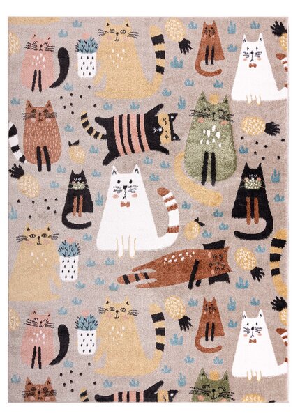 Dywany Łuszczów Detský kusový koberec Fun Kittens Cats beige - 80x150 cm