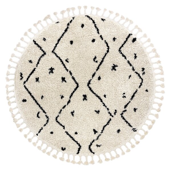 Dywany Łuszczów, Kusový koberec Berber Tetuan B751 cream kruh, 120x120 (priemer) kruh, biela, obývacia izba