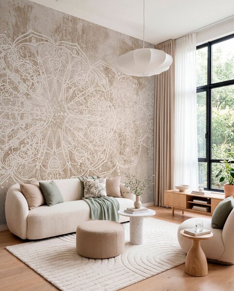 Tapety Mandala na pieskovom pozadí, Fototapety so vzormi, w08387v1 : Uwalls.sk