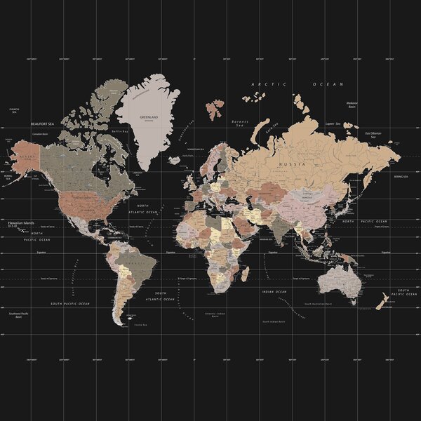 Tapety Mapa sveta na čiernej I, Fototapety mapy sveta, u99477d1 : Uwalls.sk