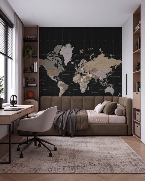 Tapety Mapa sveta na čiernej I, Fototapety mapy sveta, u99477d1 : Uwalls.sk
