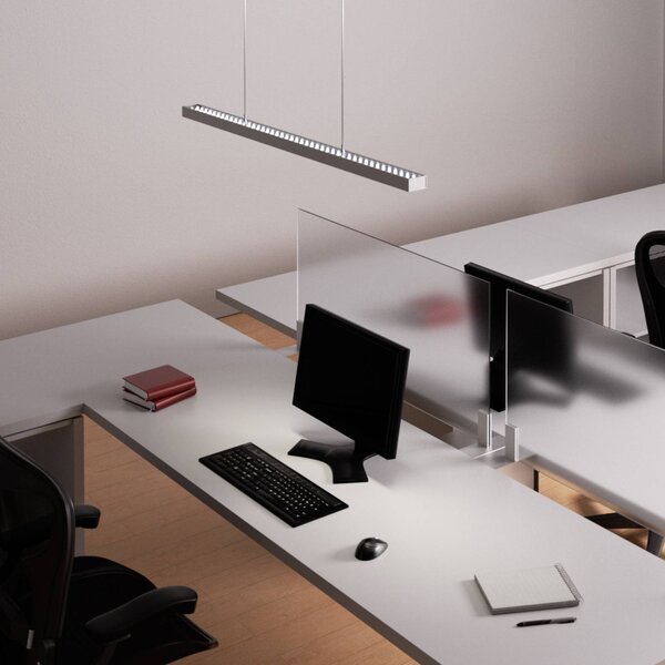 Arcchio LED kancelárske závesné svietidlo Jolinda, strieborné, 118 cm, hore/dole, Hliník / sivá / zinok, Pracovňa / Kancelária, Hliník, Moderný, Závesné svietidlo