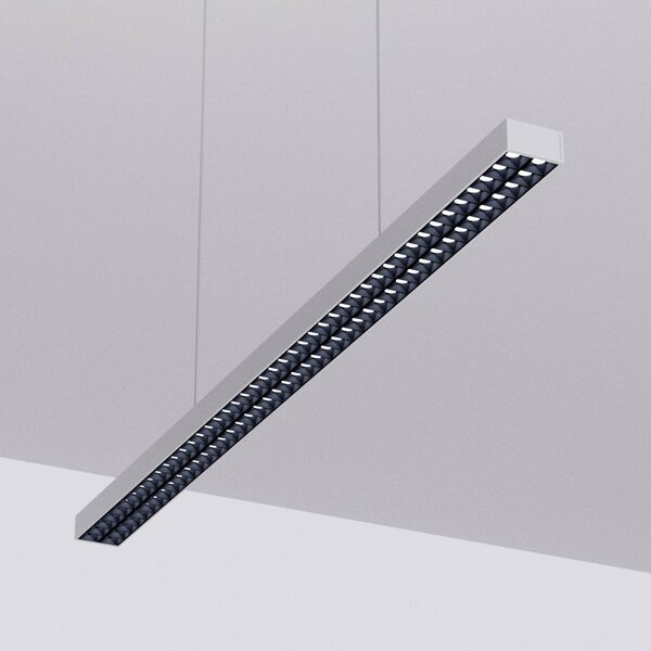Arcchio LED kancelárske závesné svietidlo Jolinda, strieborné, 118 cm, hore/dole, Hliník / sivá / zinok, Pracovňa / Kancelária, Hliník, Moderný, Závesné svietidlo