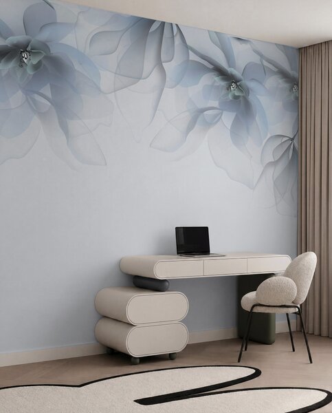 Tapety modré priesvitné veľké kvety na vrchu, Fototapety s kvetmi, w02093v2 : Uwalls.sk