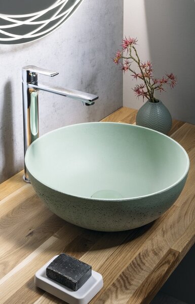 Sapho Sapho, FORMIGO betónové umývadlo na dosku, priemer 39cm, zelená matná, FG323