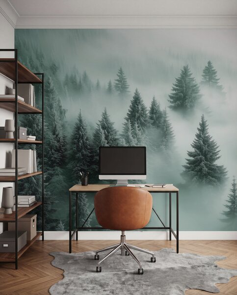 Tapety Ihličnany v zelenej hmle, Fototapety s lesom, w02064v1 : Uwalls.sk