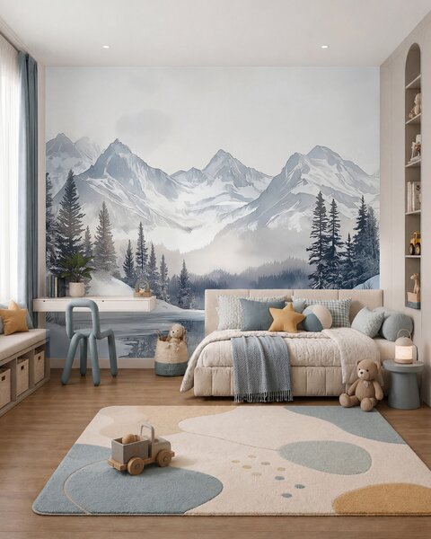 Tapety Zasnežené štíty za jazerom, Fototapety s prírodnými motívmi, w02357 : Uwalls.sk