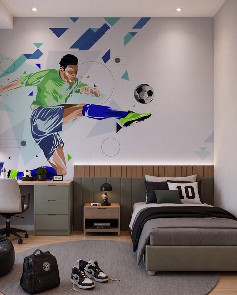 Tapety Futbalový kop vo výskoku, Fototapety Izba pre tínedžerov, Fototapety futbal, w02401 : Uwalls.sk