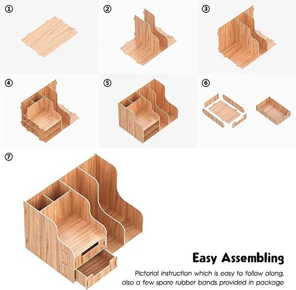 DIY organizér na dokumenty a písacie potreby s 2 zásuvkami tmavé drevo B21 Tmavé drevo
