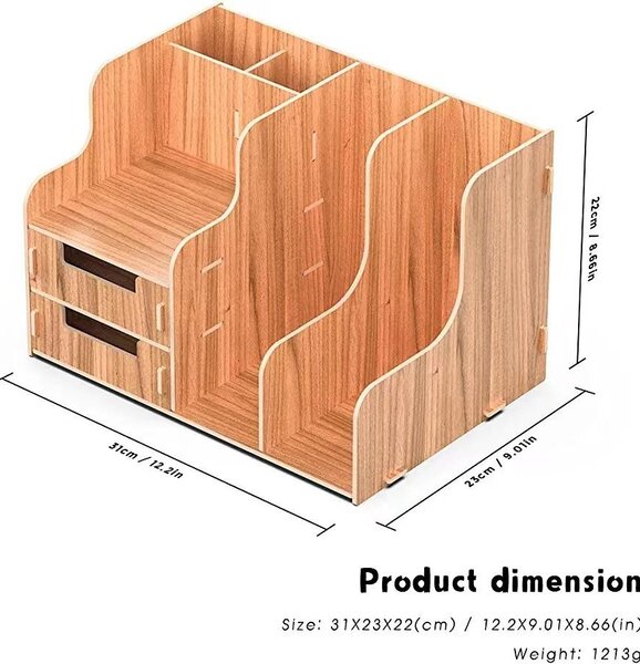 DIY organizér na dokumenty a písacie potreby s 2 zásuvkami tmavé drevo B21 Tmavé drevo