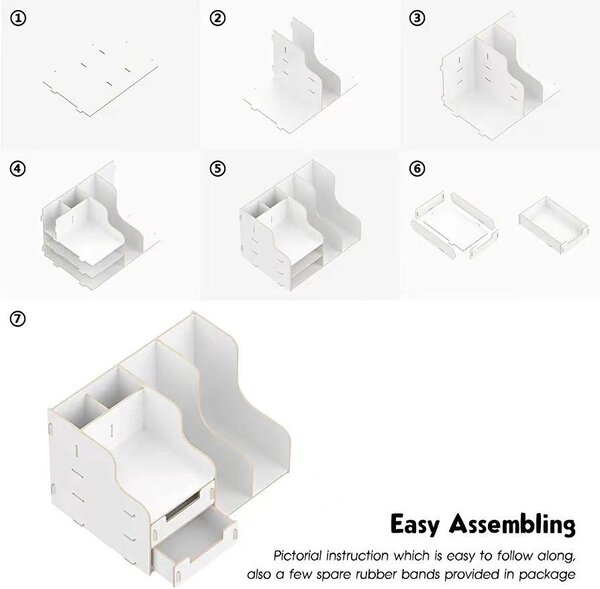 DIY organizér na dokumenty a písacie potreby s 2 zásuvkami biely B21 Biela