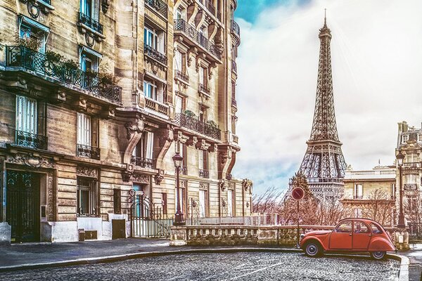 Tapeta pohľad na Eiffelovu vežu z ulice Paríža