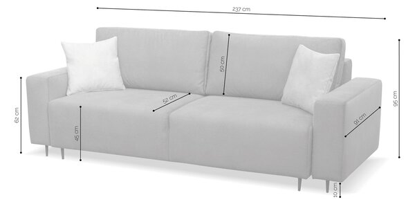 MUZZA Rozkladacia trojmiestna pohovka Hesto s úložným priestorom 237 cm zamat fialová