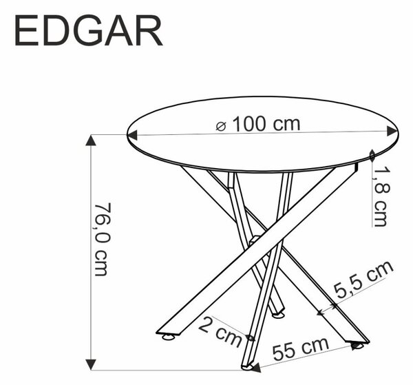 Halmar Okrúhly jedálenský stôl EDGAR 100 orech/čierny