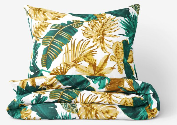 Goldea bavlnené posteľné obliečky - palmové listy na bielom 140 x 200 a 70 x 90 cm