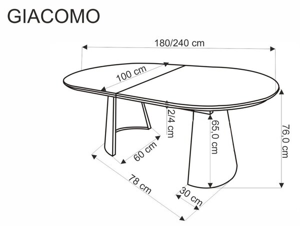 Halmar Rozkladací jedálenský stôl GIACOMO 180(240)x100 prírodný/čierny