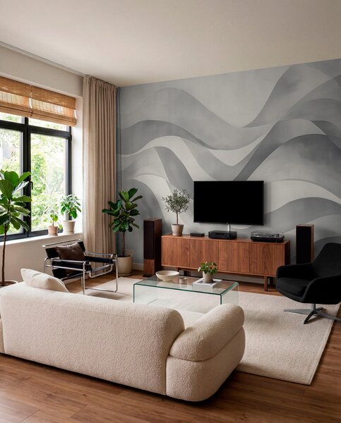 Tapety Sivé vlny vo vrstvách, Dizajnové fototapety, w08564v1 : Uwalls.sk