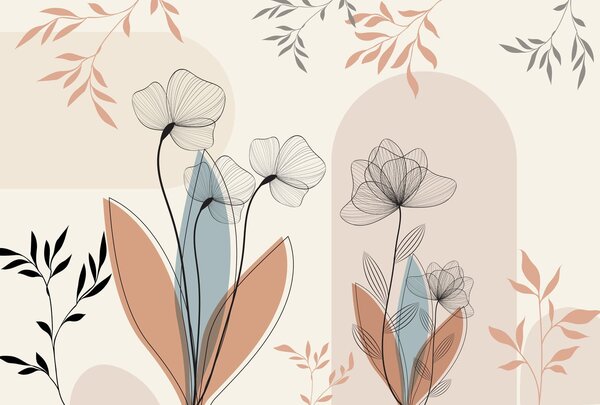 Tapety Kvety a vetvy v štýle boho, Fototapety akvarel, w02754 : Uwalls.sk