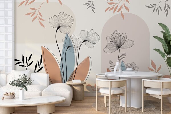 Tapety Kvety a vetvy v štýle boho, Fototapety akvarel, w02754 : Uwalls.sk