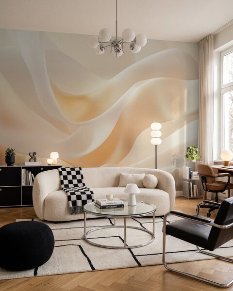 Tapety Hodvábne záhyby v medovom tóne, 3D fototapety, Fototapety 3d kvety, w02765 : Uwalls.sk