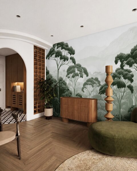 Tapety Koruny stromov v zelenej, Fototapety s prírodnými motívmi, Fototapety listy, w02739v1 : Uwalls.sk