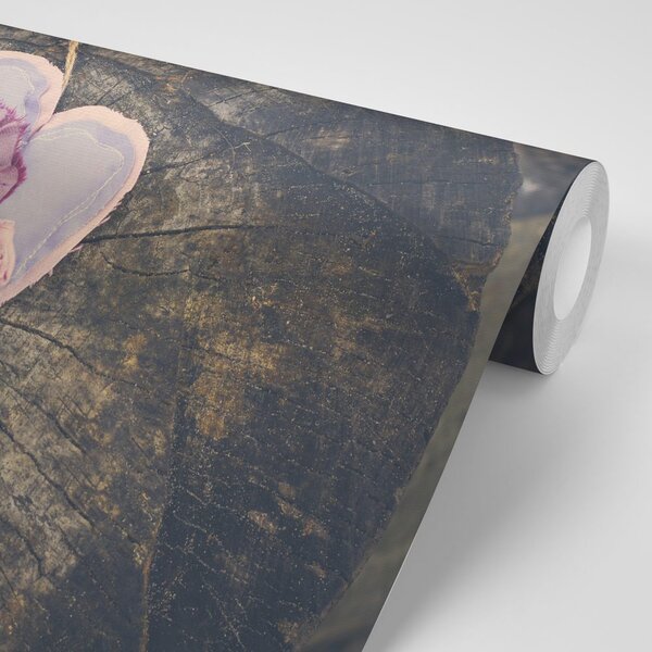Fototapeta handmade srdiečka na pni