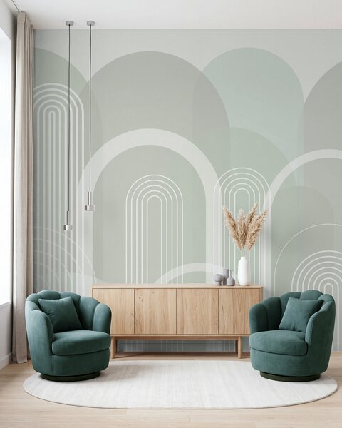 Tapety Jemné oblúky na šalviovej, Fototapety abstraktné, w02935v3 : Uwalls.sk