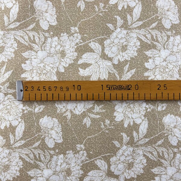 Ervi Bavlnená látka/plátno š.240cm - biele kvety na hnedém -26726-2, metráž