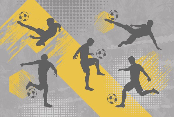 Tapety Siluety futbalistov na abstraktnom pozadí, Fototapety Izba pre tínedžerov, Fototapety futbal, w03001 : Uwalls.sk