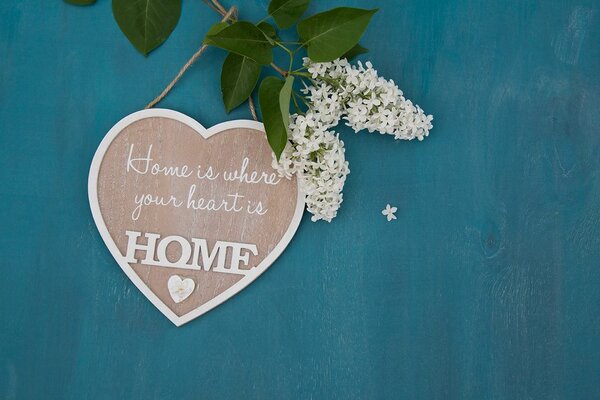 Fototapeta srdce s citátom - Home is where your heart is
